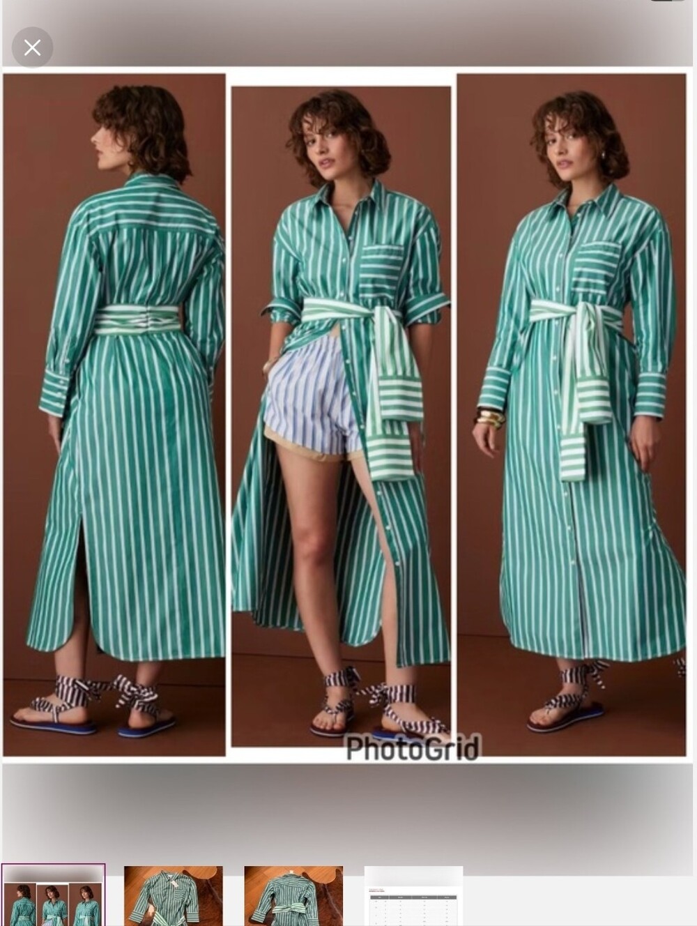 Green & White Striped Poplin Maxi Shirt Dress Rosie Assoulin x Target NWT M